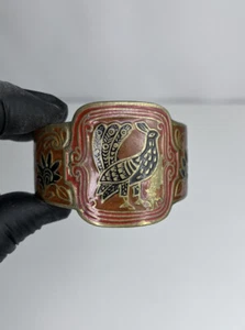 Wide Vintage Antique Open Bracelet With Pattern Jewellery decorative Brass Red - Bild 1 von 7