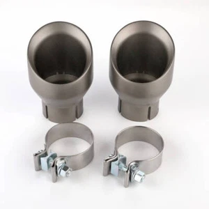 Puntas de escape de 4" de doble pared gris mate de 2 piezas 304 de acero inoxidable de 2,5 pulgadas - Imagen 1 de 6