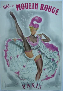 Cartel Moulin Rouge Paris Can Can bailarina offset 1957 diseño O. Kley variedad - Imagen 1 de 3