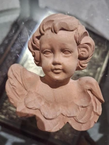 Viktorianischer Cherub Kind Flügel Keramik Christbaumschmuck ~ 4" hoch, 3" breit - Bild 1 von 5
