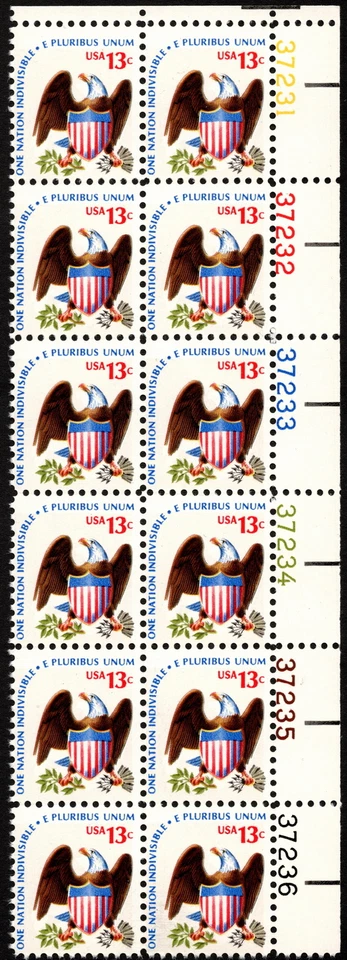 US - 1975 - 13 Cents Eagle & Shield Line Perf 11 Plate Block # 1596d Mint NH VF - Image 1 of 1