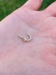 Hinged Hoop Ring Septum Clicker Helix Conch Hoop Single Natural Diamond 14k Gold - Picture 1 of 8