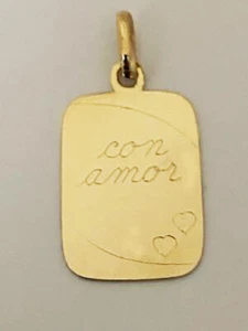 14K Massiv Gelbgold (CON AMOR) Charm Anhänger Schmuck Made in Italy - Bild 1 von 1