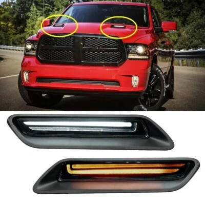 LED Hood Bezel Dynamic Driving Turn Signal Light For Dodge RAM 1500 Sport 10-18 - Image 1 of 4