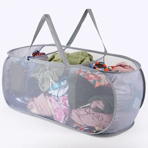 Pop Up Collapsible Laundry Basket 3 Compartments Popup Mesh Hamper with Handl... - Picture 1 of 7