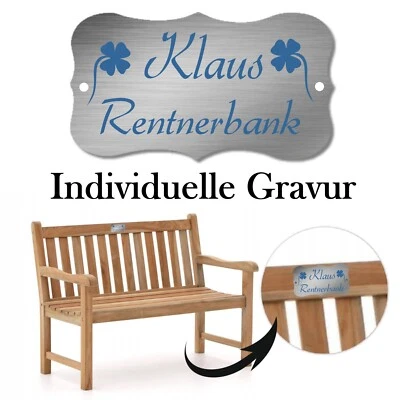 1 Schild Bankschild Gartenbank zur Rente Rentnerbank Geschenk Ruhestand graviert - Bild 1 von 3