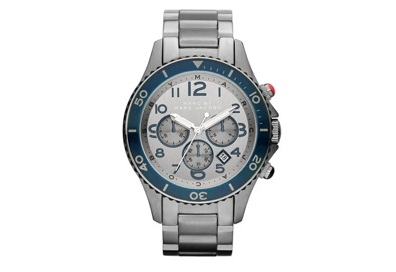 NUEVO RELOJ MARC JACOBS GUNMETAL, HUMO S/ACERO ROCK CHRONO+AZUL MARINO-MBM5028 Foto 1 de 1