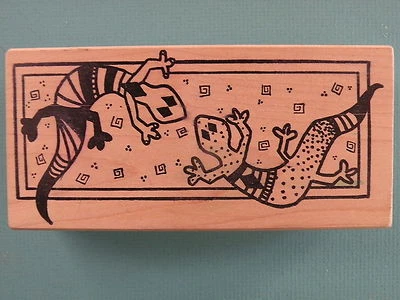 Штамп резиновый Two Lizards в рамке ПУРПУРНЫЙ Southwest - Изображение 1 из 2