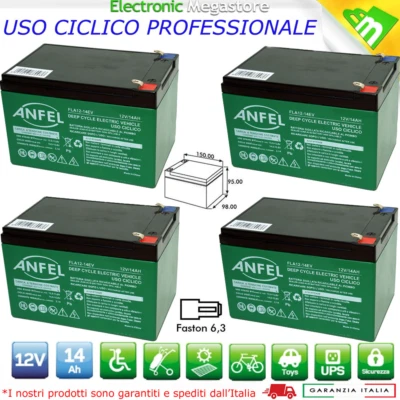 ANFEL 4 BATTERIA RICARICABILE PIOMBO 48 Volt 14Ah PER SCOOTER ELETTRICI CICLICA 6DZM14