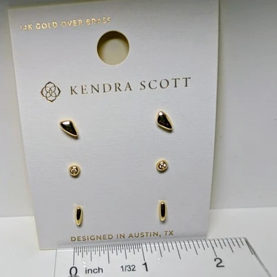 Kendra Scott Mady Gold 3 Piece Stud Earring Set - Image 1 of 3