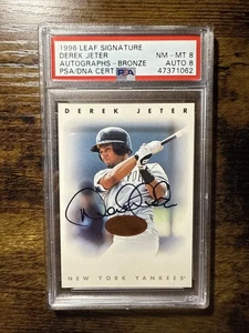 1996 LEAF SIGNATURE DEREK JETER AUTO BRONZE PSA 8 AUTO 8 - Picture 1 of 2