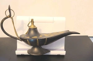 Vintage Miniature Brass Aladdin Lamp Genie Lamp Incense Burner Collectible - Picture 1 of 6