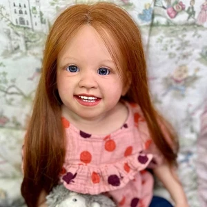 Lifelike Reborn Baby Doll 30" Artist Painted Toddler Girl Long Hair Cloth Body - Picture 1 of 4