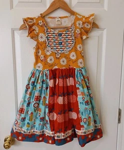 WILD FLOWERS Girls Floral Fit Flare Summer Everyday Casual Dress 12 Cotton Spand - Picture 1 of 5