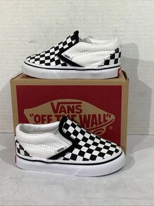 Vans Toddler Size 6 EU 22 Black Checkerboard Classic Slip-on Shoes AJ-1480 - Picture 1 of 9
