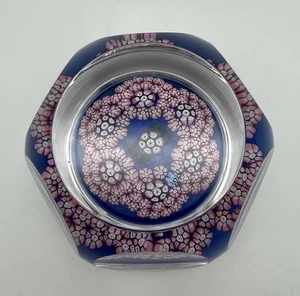 Whitefriars 1979 facettierte Millefiori Girlande Kunst Glas Briefbeschwerer mit blauem Boden - Bild 1 von 10