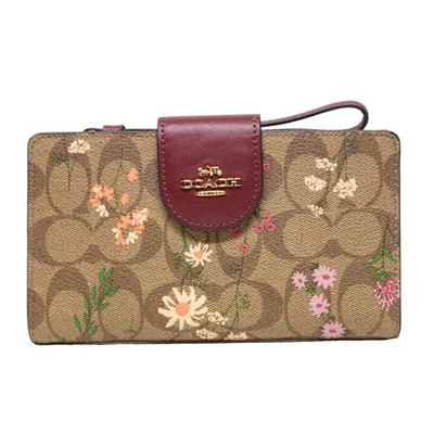 Tech Wallet COACH Signature Canvas Wildflower Print Wristlet Holds Cell Phone - Image 1 of 4