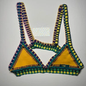 Kiini RO Bikini Top TIny M Elastic Trim Triangle Colorful Swim Beach Summer M - Picture 1 of 10
