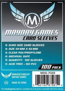 100 x Mayday Games Clear Euro Card Sleeves (59mm x 92mm)