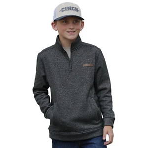 Cinch Boy's Black Heather 1/2 Zip Pullover MWK5140001 - Picture 1 of 7