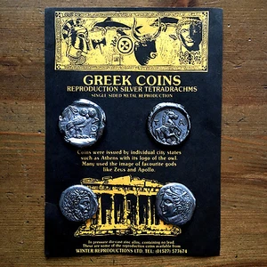 4 One-Sided Ancient Greek Coin Replicas - can be used as an Educational Resource - Picture 1 of 5
