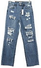 New Rue21  Jeans Size 6 Super High Rise Straight Leg Distressed Women Ripped