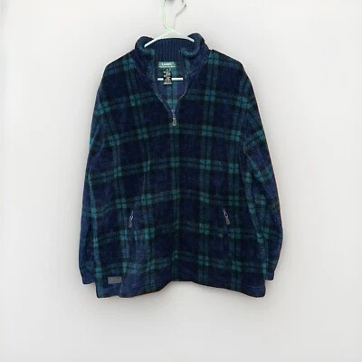 Ralph Lauren Women’s fleece Winter Sweater pullover XL Green Plaid Cozy — 第 1/4 张图片
