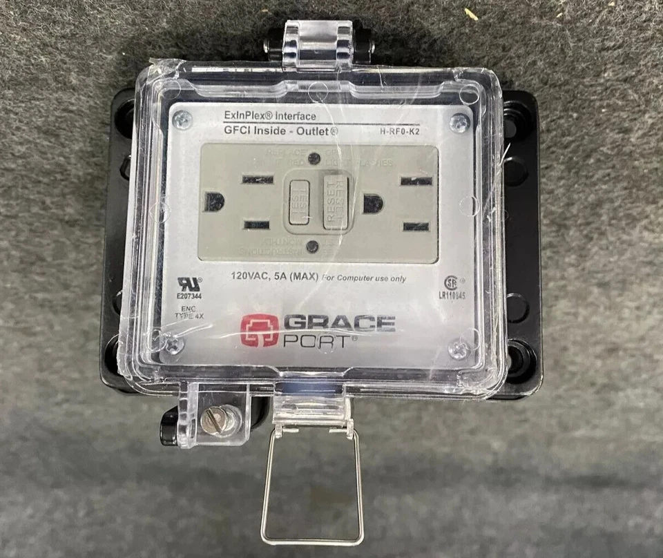 GRACE PORT H-RF0-K2 Panel Interface Connector GFCI Inside-Outlet 120 V AC 5A New - Image 1 of 4