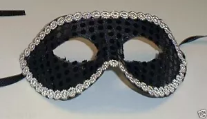 Black Sequin Mardi Gras Masquerade Party Value Mask - Picture 1 of 2