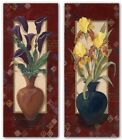 Purple Calla Lily & Yellow Iris by Hawkins~Set 2 Bordered Floral Mini Art Prints
