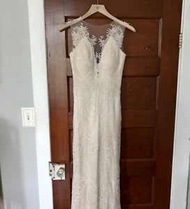 BHLDN Catherine Deane Yasmin Illusion Trumpet Wedding Gown Ivory Cream Size 2 - Picture 1 of 12