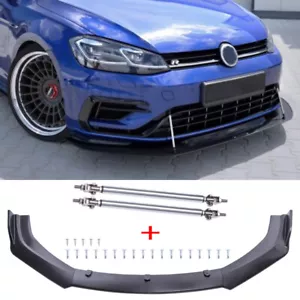 For VW Golf MK7 MK7.5 MK6 GTI R 3X Front Bumper Lip Splitter Spoiler+Strut Rods - Picture 1 of 11