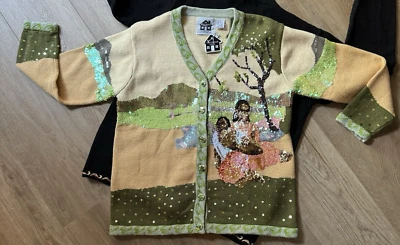 Suéter Libro de Cuentos Tejidos Gauguin Cuándo Te Casarás Nuevo con Etiquetas Nuevo de Lote Antiguo Lentejuelas Arte Pintura Foto 1 de 4