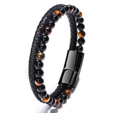 Natural Agate Stone Leather Beaded Bracelet Leather Beaded Bracelets