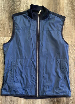 Perry Ellis Color Block Full Zip Mock Neck Nylon Vest Jacket Blue Mens Small - Image 1 of 4