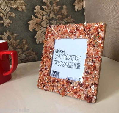 Marco de fotos de fichas de gemas de cornalina de 5x5 pulgadas Foto 1 de 4