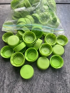 LIGHT GREEN soda Plastic Caps, (LOT OF 70 USED) Free Shipping. - Picture 1 of 4