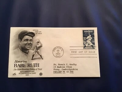 FDC Covers 1983 #2046 BABE RUTH Baseball Home Run King 20 Cent Stamp - Image 1 of 2