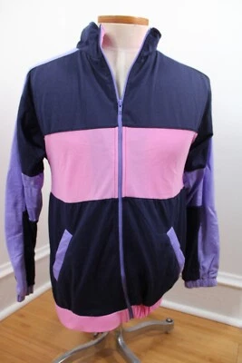 Chaqueta De Colección Robert Stock S Azul Púrpura Rosa Colorblock Tejido Poli Algodón Foto 1 de 4