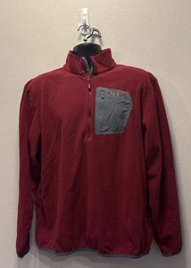 Marmot Mens Large Quarter Zip Pullover Red Gray Waffle Knit Logo Outdoors Hiking - Picture 1 of 5