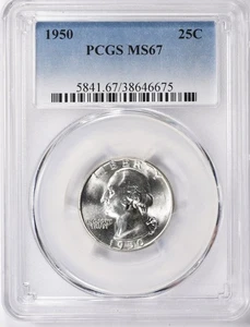 1950 Washington Quarter PCGS MS67 Brilliant White Spotless - Picture 1 of 2