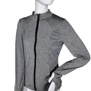 Daisy Fuentes Athletic Sweatshirt Size Medium Marled Gray Thumbholes Full Zipper - Picture 1 of 8
