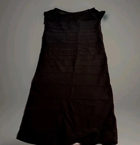 Bebe Black Bodycon Bandage Mini Dress with Sheer Inset Sz S Party Club Cocktail - Picture 1 of 8