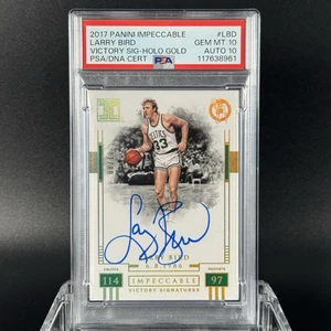 Larry Bird 2017-18 Panini Impeccable Victory 1986 Auto Holo Gold /10 PSA 10 10 - Bild 1 von 2