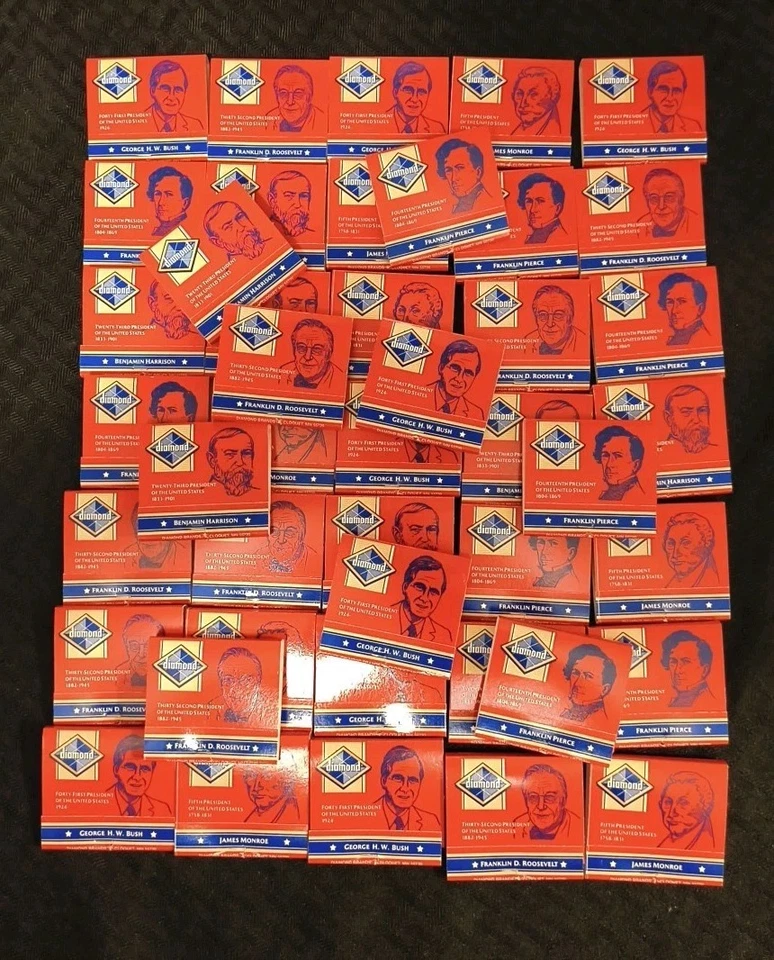  Lote de 44 libros de cerillas presidenciales de diamantes de colección Foto 1 de 2