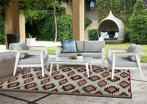 Outdoor rug 6x9 Plastic Straw Patio Reversible Mats waterproof Geometric Display - Picture 1 of 13