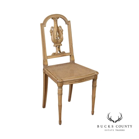 Cassard Et Cie. French Empire Style Polychrome Painted Cane Side Chair Cover