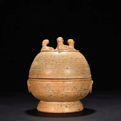 5.9" Antigua China Canción Antigua Dinastía Yue Horno Cian Porcelana Bestia Patrón Olla Foto 1 de 4