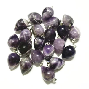 Wholesale 20pcs Natural Amethysts Stone Gemstone Pendulum Circular Cone Pendants - Picture 1 of 2