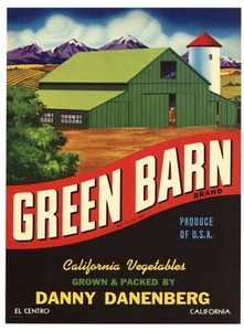 GREEN BARN Vintage El Centro Vegetable Crate Label, Farm, **AN ORIGINAL LABEL** - Picture 1 of 1